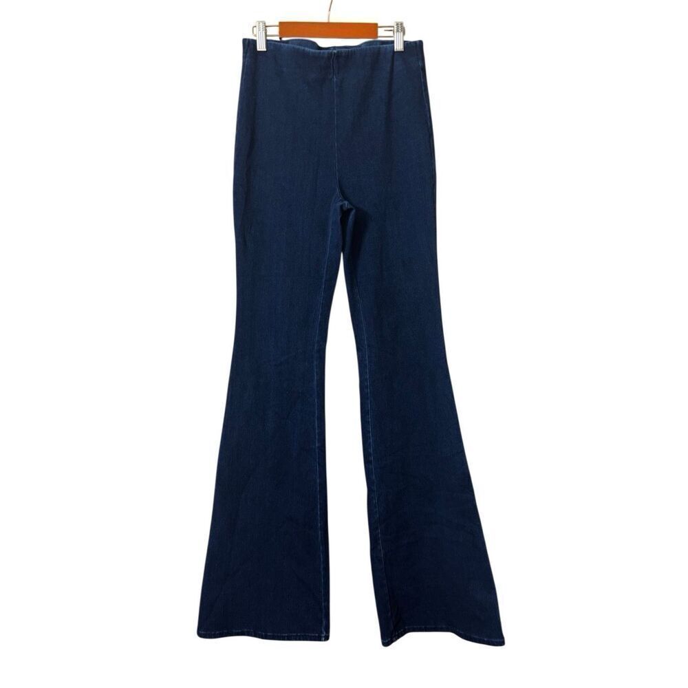 Good American Jeans Dark Blue Flare Stretch High Rise Pull On Size 2 medium